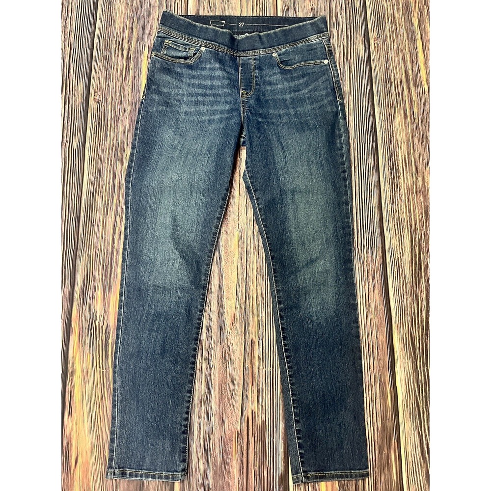 Levi's Pull on Elastic Waist Tapered Leg Denim Jeans Blue Women's  Size 27